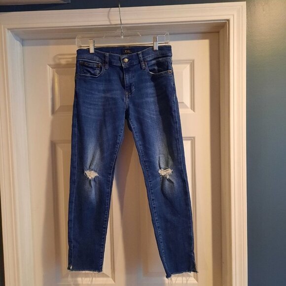 Polo Ralph Lauren Denim - Polo Ralph Lauren Tompkins Skinny Crop Jeans Womens 27 Stretch Ripped Raw Hems